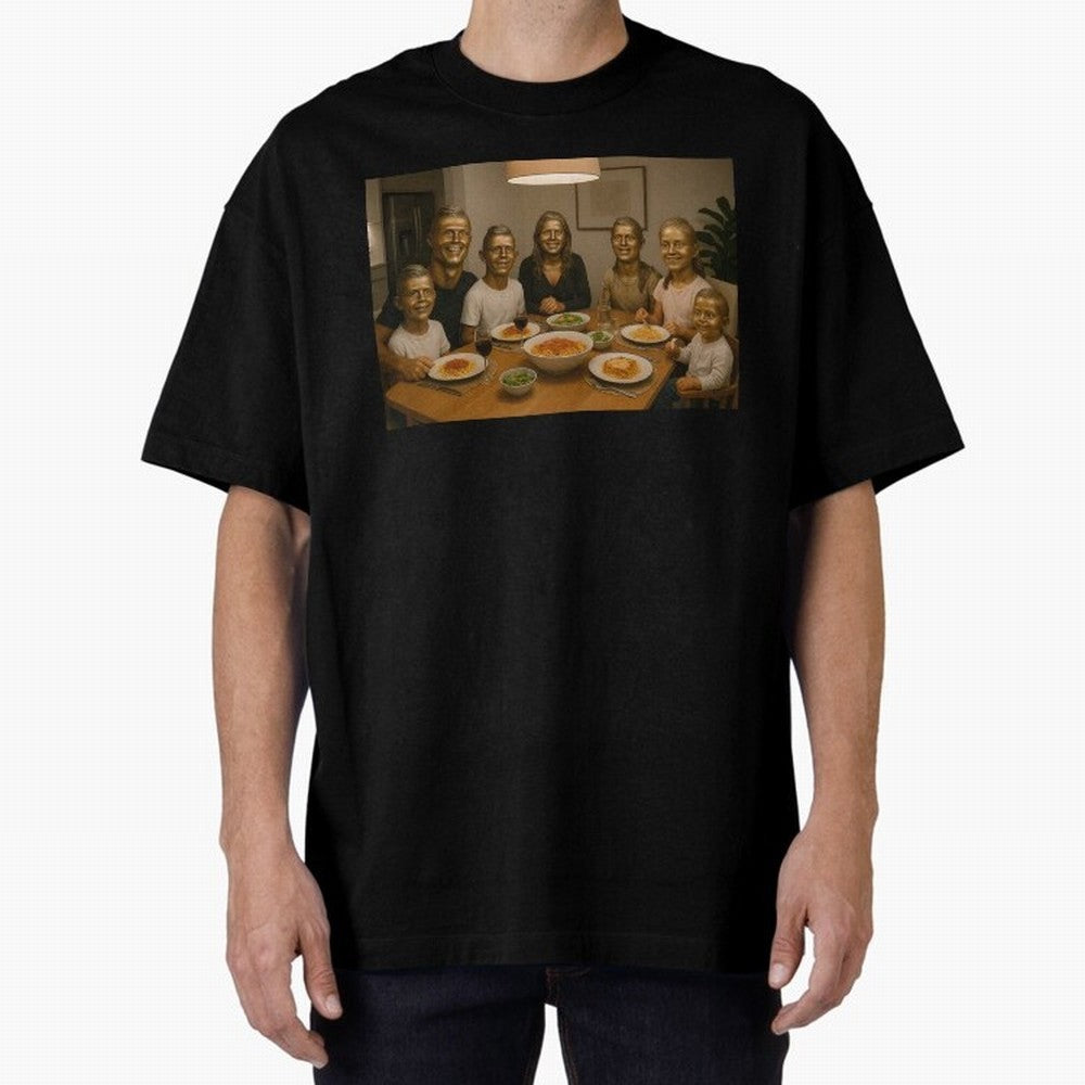 Ronaldo Bust Family Dinner Oversized T-Shirt Feel the Roar of Match Day Hype around FIFA World Cup 2026, Messi, CR7 and Mbappe, Spain, Worldwide Fan Energy, Dramatic Goals, Stadium Lights and Championship Celebrations; Perfect for Supporters Who
