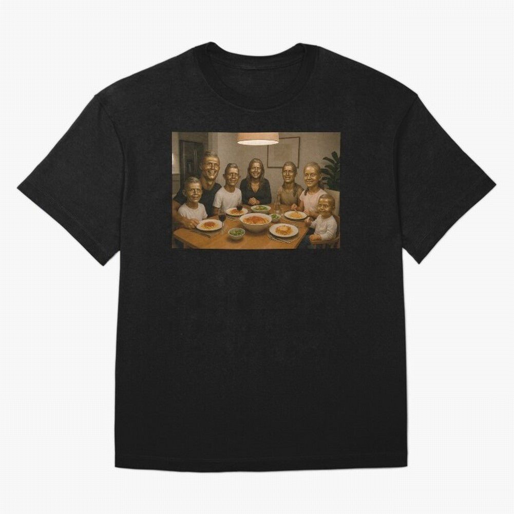 Ronaldo Bust Family Dinner Oversized T-Shirt Feel the Roar of Match Day Hype around FIFA World Cup 2026, Messi, CR7 and Mbappe, Spain, Worldwide Fan Energy, Dramatic Goals, Stadium Lights and Championship Celebrations; Perfect for Supporters Who