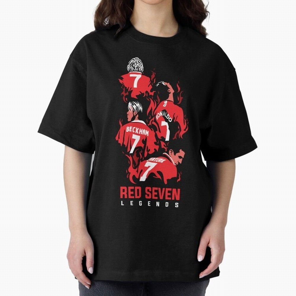 The Red Seven - Man Utd Oversized T-Shirt Show Fan Pride Across FIFA World Cup 2026 USA Canada Mexico Celebrating Messi, Neymar and Mbappe, Argentina, France and Brazil Energy, Football Passion, Legendary Performances, Festival Vibes and Supporter