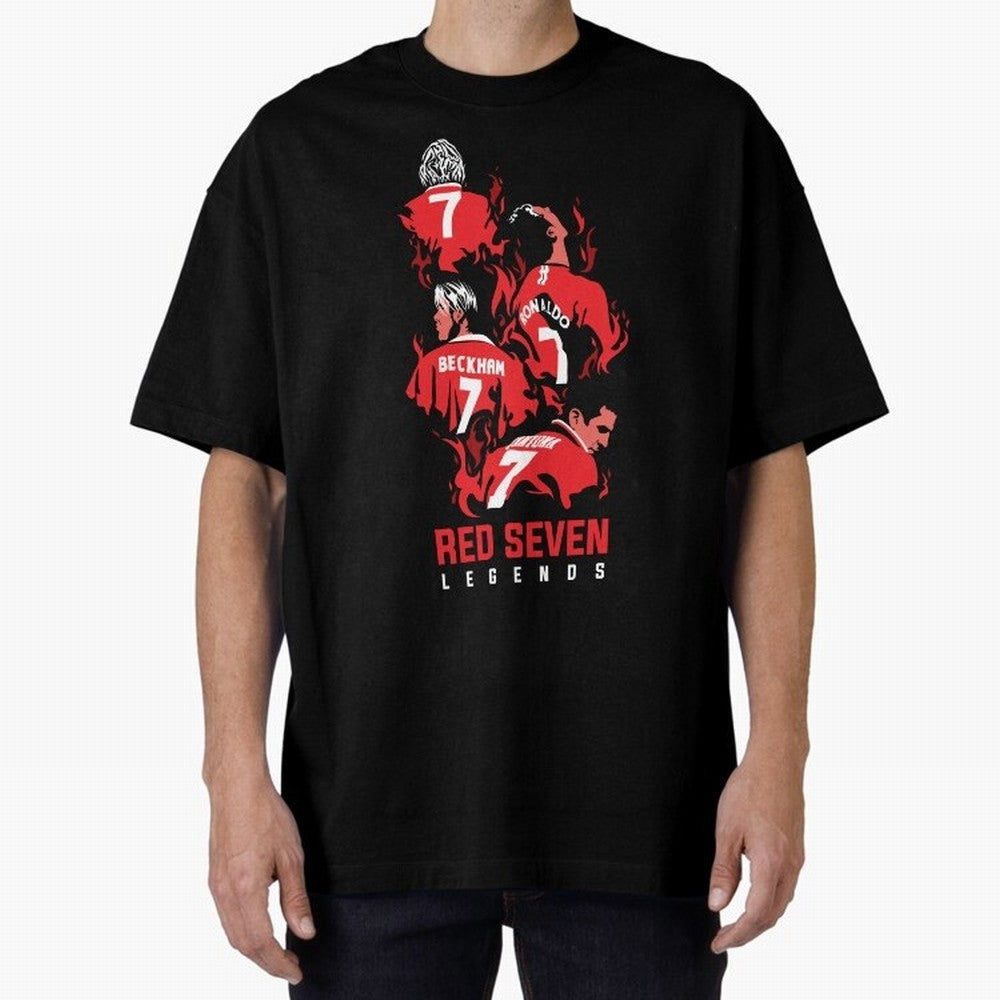 The Red Seven - Man Utd Oversized T-Shirt Show Fan Pride Across FIFA World Cup 2026 USA Canada Mexico Celebrating Messi, Neymar and Mbappe, Argentina, France and Brazil Energy, Football Passion, Legendary Performances, Festival Vibes and Supporter