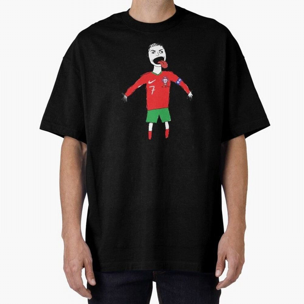 Badly Drawn Ronaldo Oversized T-Shirt Carry the Colors and Pride of Global Football Passion for FIFA World Cup 2026, Connected to Neymar, Haaland and Cristiano Ronaldo, Argentina, Stadium Chants, National Pride, Trophy Dreams and Unforgettable
