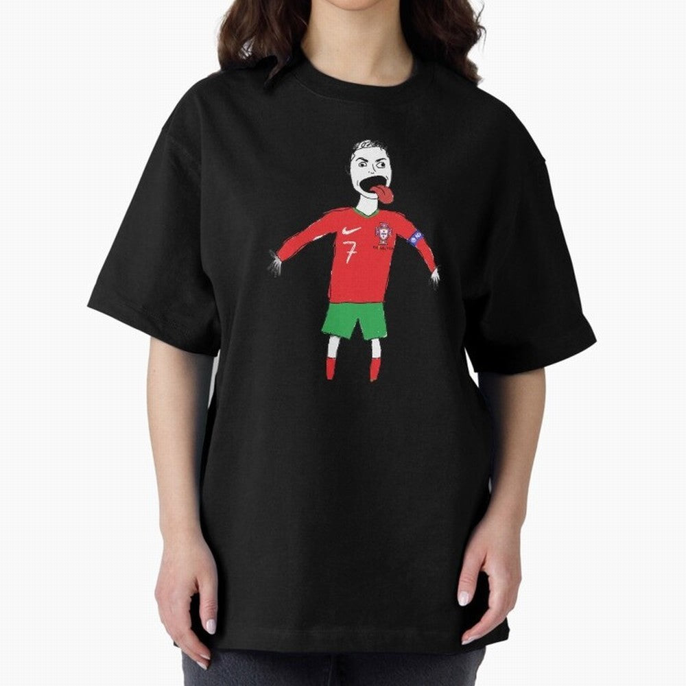 Badly Drawn Ronaldo Oversized T-Shirt Carry the Colors and Pride of Global Football Passion for FIFA World Cup 2026, Connected to Neymar, Haaland and Cristiano Ronaldo, Argentina, Stadium Chants, National Pride, Trophy Dreams and Unforgettable