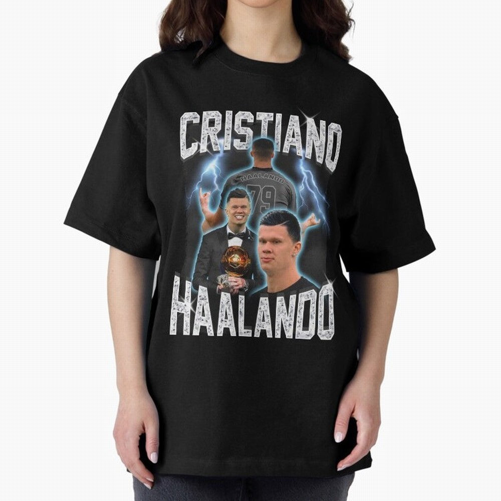 Cristiano Haalando Oversized T-Shirt Bring Match Day Fire to FIFA World Cup 2026 Connected to Haaland, France and Portugal Energy, Fan Favorite Moments, National Team Passion, Big Match Drama and Soccer History; Made for Die Hard Supporters, Soccer