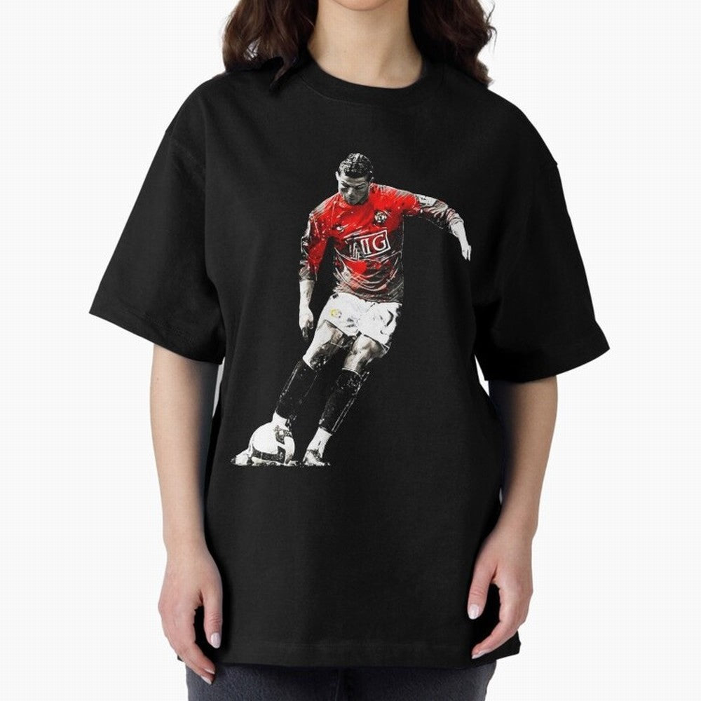 Cristiano Ronaldo Manchester 2008 Oversized T-Shirt Showcase Global Football Passion for FIFA World Cup 2026 USA Canada Mexico, with Messi, CR7 and Mbappe, Spain and Netherlands, Vintage Soccer Flavor, Modern Football Stars, National Flags and