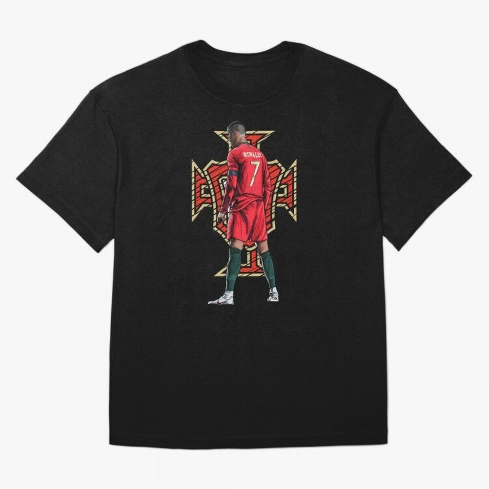 Cristiano Ronaldo Portugal Logo Oversized T-Shirt Join FIFA World Cup 2026 for Fans of Neymar, Haaland and Cristiano Ronaldo and Spain and Netherlands, Bringing Championship Spirit, Famous Goals, Roaring Crowds and International Football Unity;