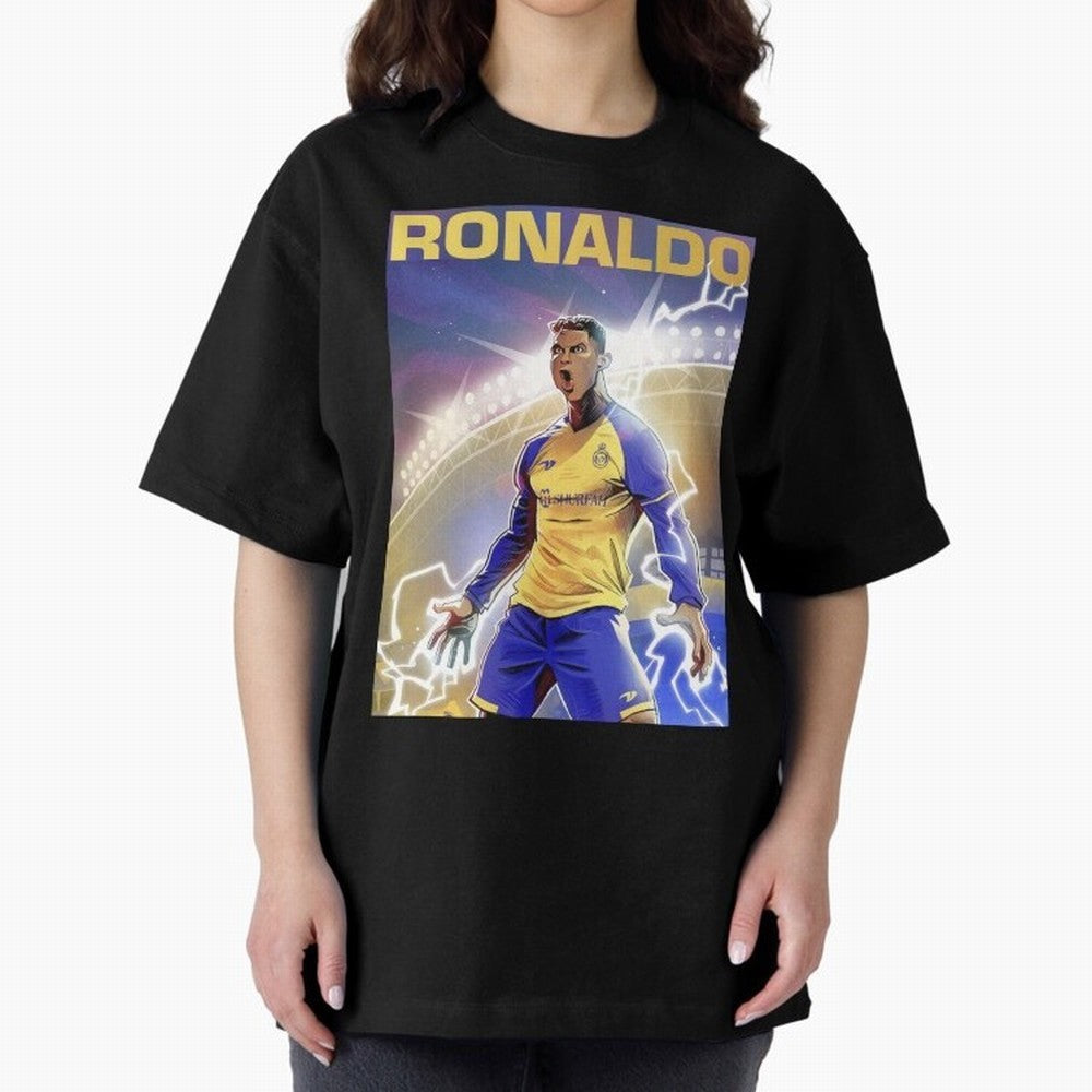 Ronaldo Al-Nassr Football Club - Oversized T-Shirt Feel the Heartbeat of Global Football Passion for FIFA World Cup 2026 Group Stage, Inspired by Messi, France and Portugal, Worldwide Fan Energy, Dramatic Goals, Stadium Lights and Championship
