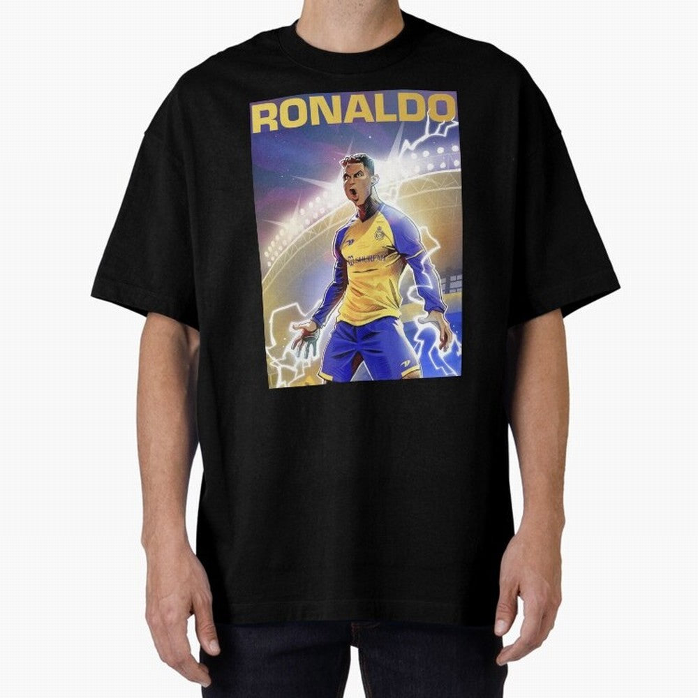 Ronaldo Al-Nassr Football Club - Oversized T-Shirt Feel the Heartbeat of Global Football Passion for FIFA World Cup 2026 Group Stage, Inspired by Messi, France and Portugal, Worldwide Fan Energy, Dramatic Goals, Stadium Lights and Championship