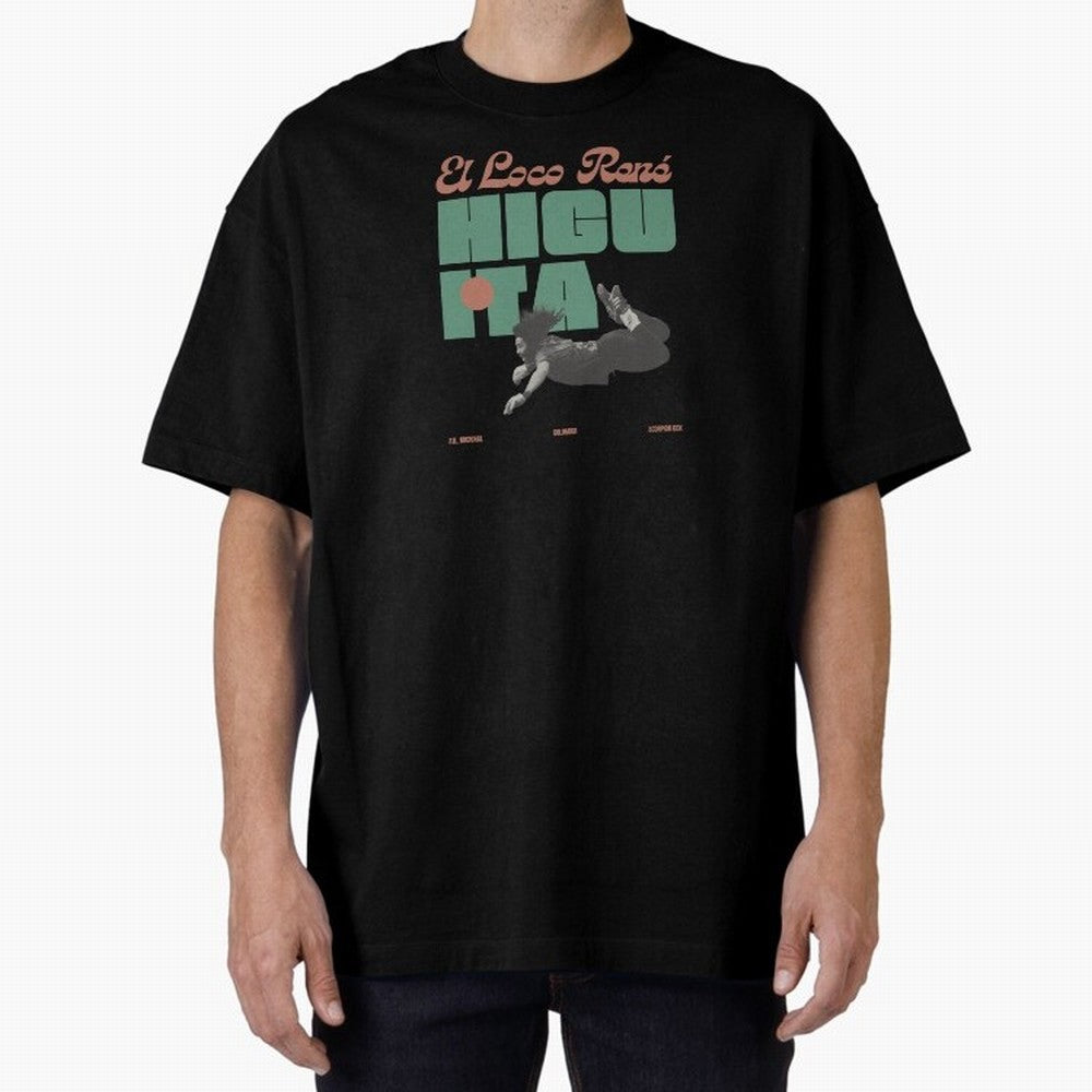 Rene Higuita Minimalist Oversized T-Shirt Capture FIFA World Cup 2026 Group Stage Connected to Neymar, Brazil, Portugal and Argentina Energy, Match Day Excitement, Supporter Culture, Golden Goals and Global Football Passion; Made for Die Hard
