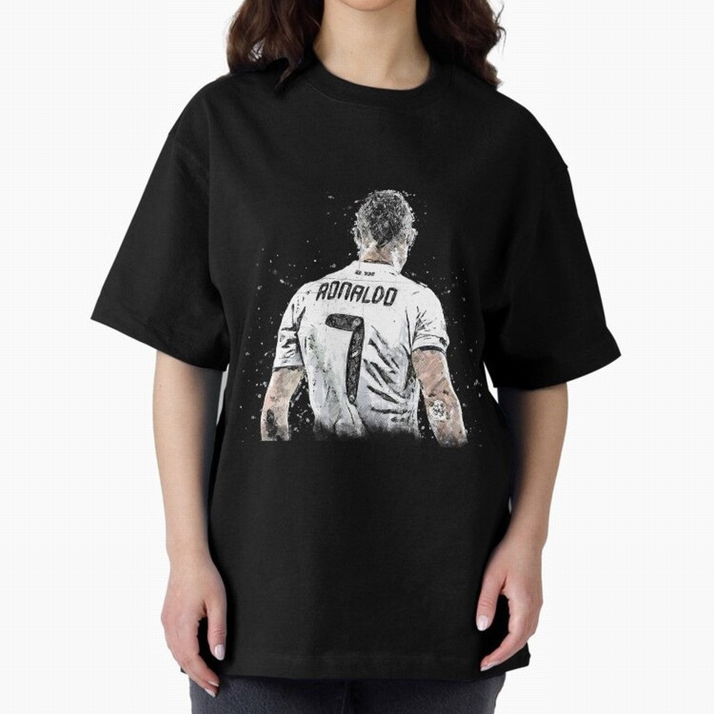 Cristiano ronaldo back Oversized T-Shirt Show Your Love for FIFA World Cup 2026 Spirit, with Germany, Messi, CR7 and Mbappe, Match Day Excitement, Supporter Culture, Golden Goals and Global Football Passion; Ideal for Passionate Fans Who Love