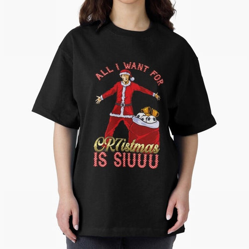 All I Want for CR7istmas is SIUUU - Cristiano Ronaldo / Manchester United MUFC Christmas Jumper/T-Shirt Design Oversized T-Shirt Share the Excitement of FIFA World Cup 2026 USA Canada Mexico Spirit, Centered on Spain, Cristiano Ronaldo, Haaland and