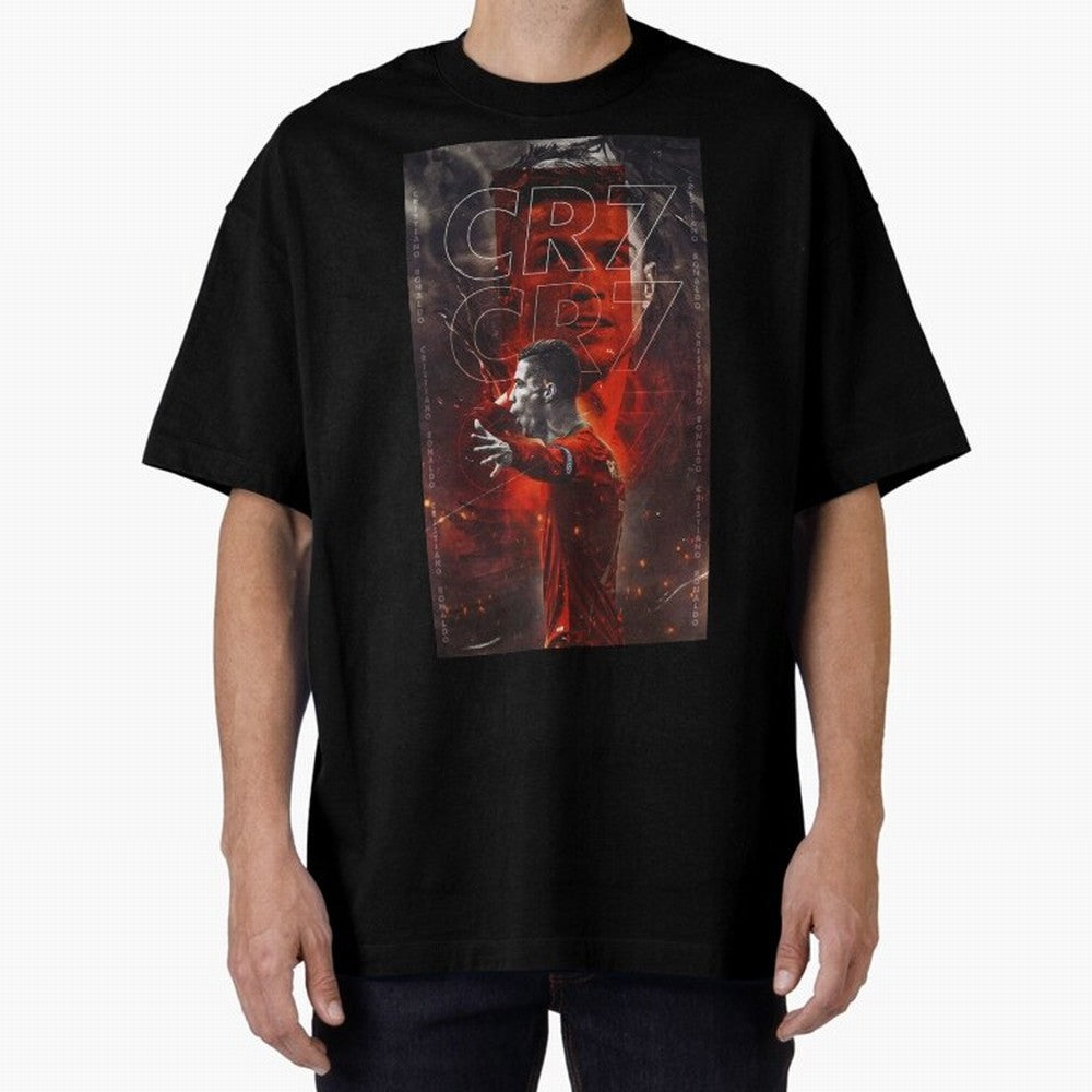 Cristiano Ronaldo Art Oversized T-Shirt Show Your Stadium Side during FIFA World Cup 2026 Group Stage for Fans of Cristiano Ronaldo, Haaland and CR7 and England, France and Netherlands, Bringing Classic Soccer Heritage, Championship Pressure, Fan