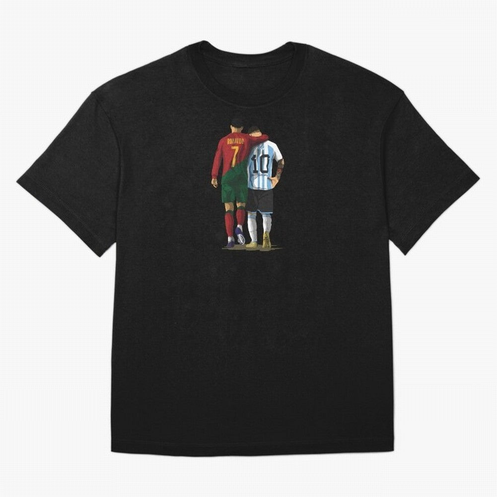 Messi Ronaldo Chit Chat Illustration Oversized T-Shirt Keep the Legacy of the FIFA World Cup 2026 Journey through Messi and Cristiano Ronaldo Highlights, Spain and Netherlands Pride, Tournament Hype, Historic Matchups, Family Viewing Parties and