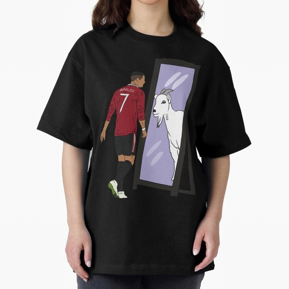 Cristiano Ronaldo Mirror GOAT Oversized T-Shirt Bring Home Match Day Hype around FIFA World Cup 2026, Mbappe, Argentina and Brazil, Stadium Chants, National Pride, Trophy Dreams and Unforgettable Football Memories; Built for Supporters Chasing