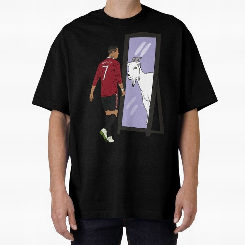 Cristiano Ronaldo Mirror GOAT Oversized T-Shirt Bring Home Match Day Hype around FIFA World Cup 2026, Mbappe, Argentina and Brazil, Stadium Chants, National Pride, Trophy Dreams and Unforgettable Football Memories; Built for Supporters Chasing