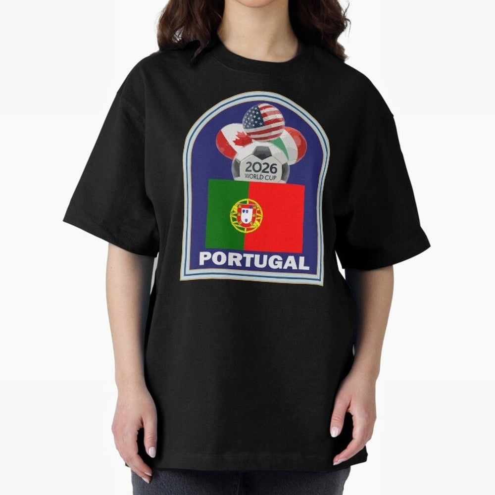 Portugal 2026 Soccer T-shirt Oversized T-Shirt Show Championship Spirit for Global Football Passion for FIFA World Cup 2026, Celebrating Haaland, Argentina, France and Brazil, Classic Soccer Heritage, Championship Pressure, Fan Loyalty and