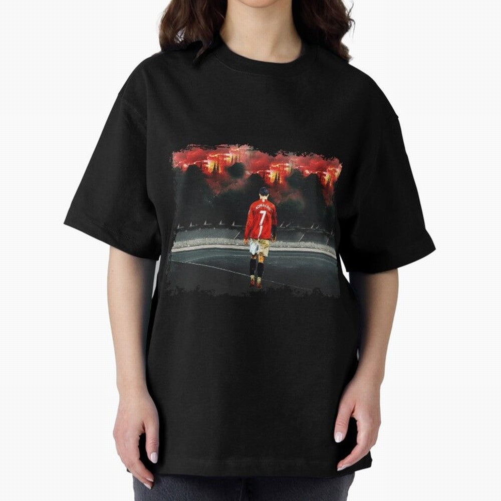 Cristiano Ronaldo 8K Oversized T-Shirt Celebrate the Biggest Stage of Match Day Hype around FIFA World Cup 2026, Messi, CR7 and Mbappe, France and Portugal, Tournament Hype, Historic Matchups, Family Viewing Parties and Global Sports Pride; Created