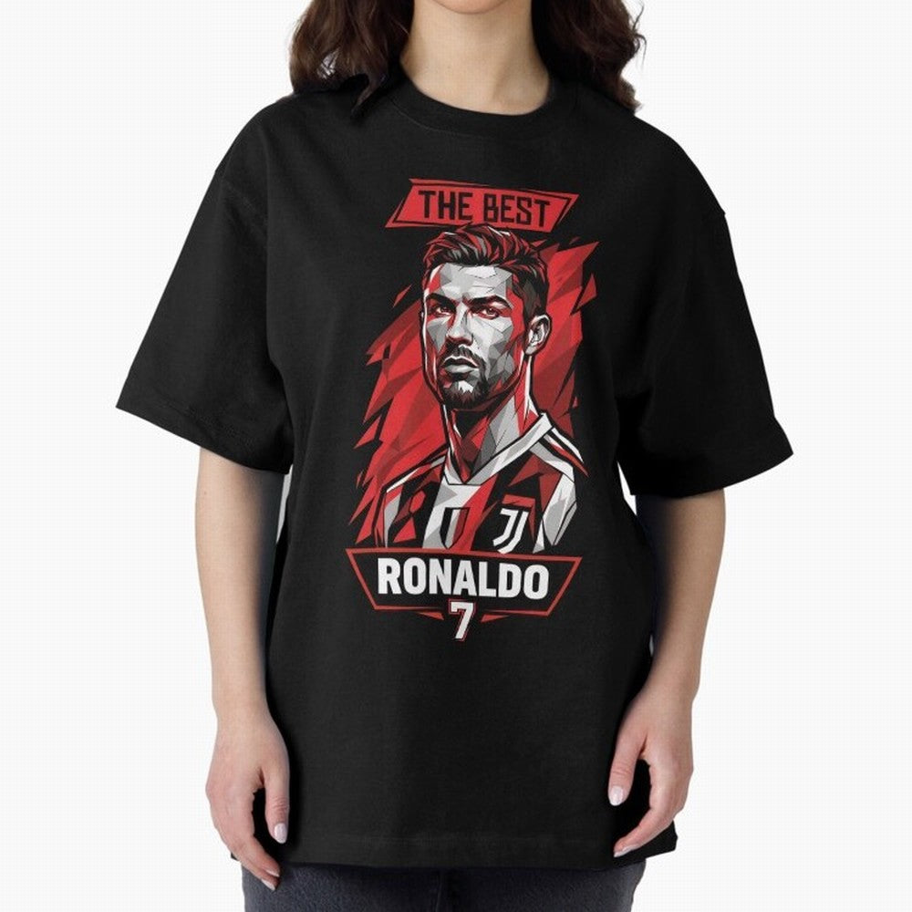 Cristiano Ronaldo CR7 Geometric Vector Portrait Oversized T-Shirt Bring Legendary Rivalry Energy to FIFA World Cup 2026 for Fans of Messi and France and Portugal, Bringing Global Supporter Spirit, Legendary Goals, National Colors and Tournament