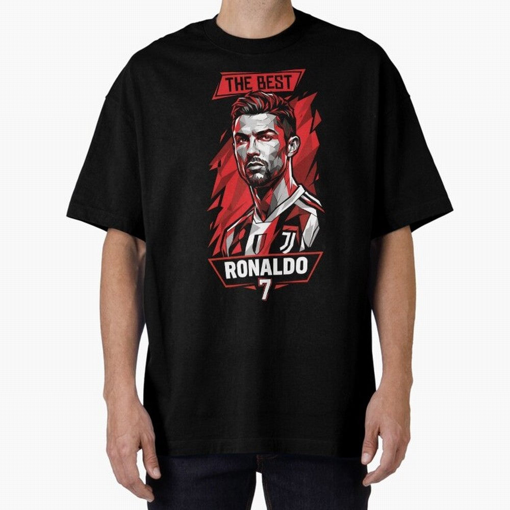Cristiano Ronaldo CR7 Geometric Vector Portrait Oversized T-Shirt Bring Legendary Rivalry Energy to FIFA World Cup 2026 for Fans of Messi and France and Portugal, Bringing Global Supporter Spirit, Legendary Goals, National Colors and Tournament