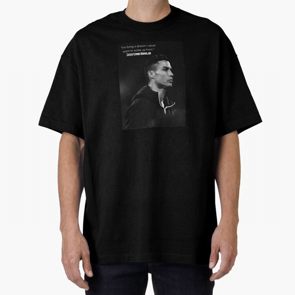 Cristiano Ronaldo motivational quote Oversized T-Shirt Mark FIFA World Cup 2026 USA Canada Mexico for Fans of Messi, Neymar and Mbappe and Brazil, Bringing Supporter Pride, Iconic Celebrations, Legendary Names and Global Match Day Energy; Perfect