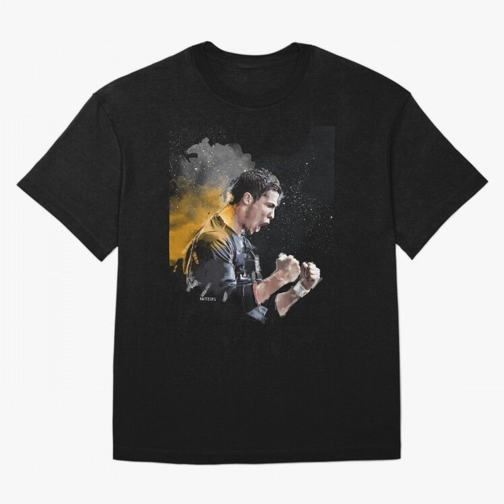 CRISTIANO RONALDO PAINTING Oversized T-Shirt Relive FIFA World Cup 2026 Centered on CR7 and Messi, Spain Energy, Vintage Soccer Flavor, Modern Football Stars, National Flags and Final Night Emotion; Built for Supporters Chasing Trophy Dreams, Final