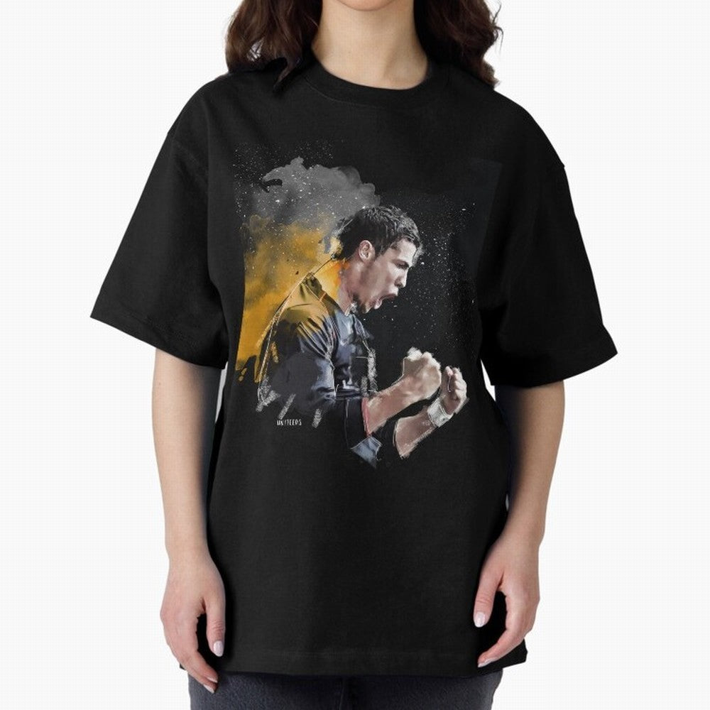 CRISTIANO RONALDO PAINTING Oversized T-Shirt Relive FIFA World Cup 2026 Centered on CR7 and Messi, Spain Energy, Vintage Soccer Flavor, Modern Football Stars, National Flags and Final Night Emotion; Built for Supporters Chasing Trophy Dreams, Final