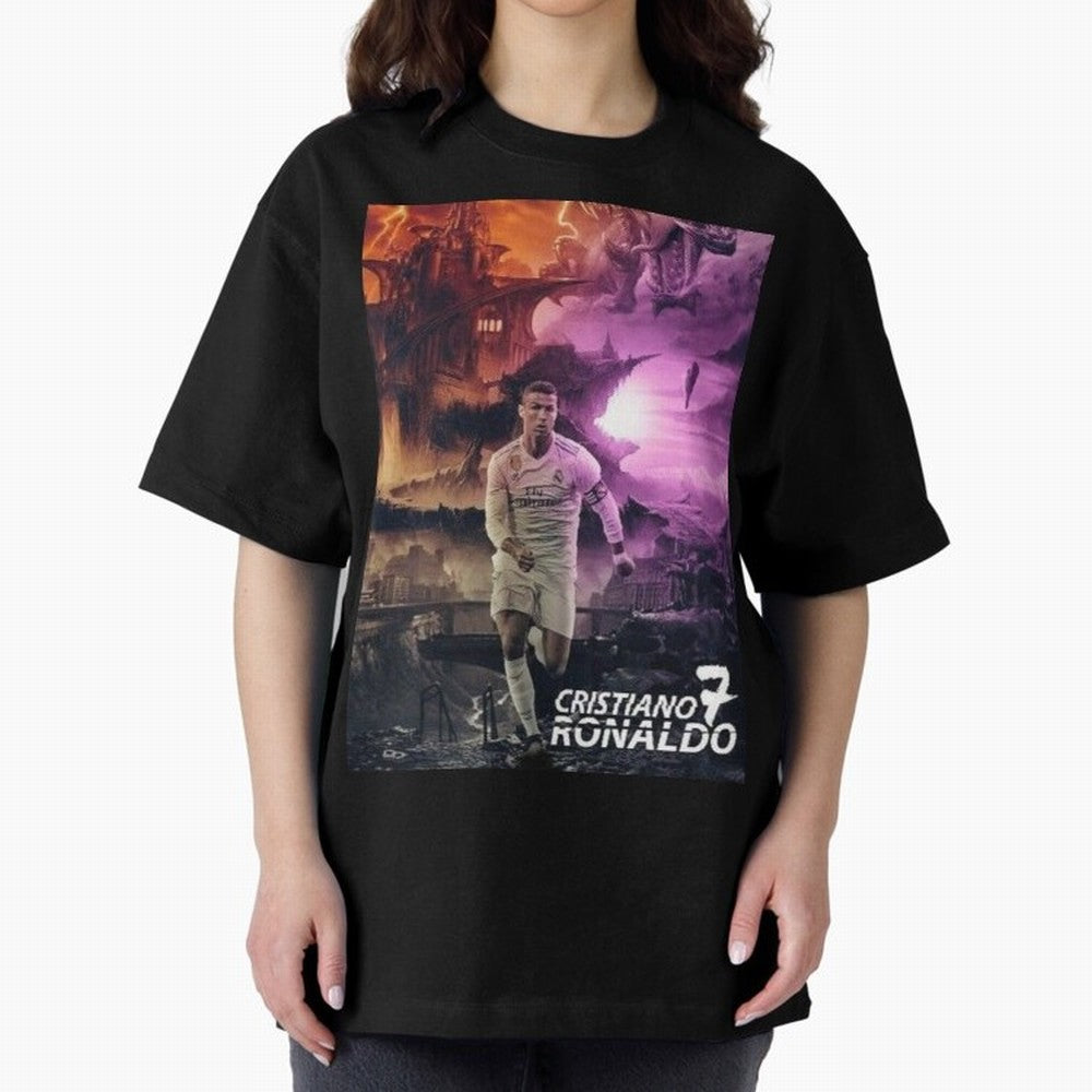 Cristiano Ronaldo | CR7 Design Oversized T-Shirt Show Your Tournament Heart for FIFA World Cup 2026 USA Canada Mexico Highlighting Messi, CR7 and Mbappe, Brazil Energy, Stadium Chants, National Pride, Trophy Dreams and Unforgettable Football