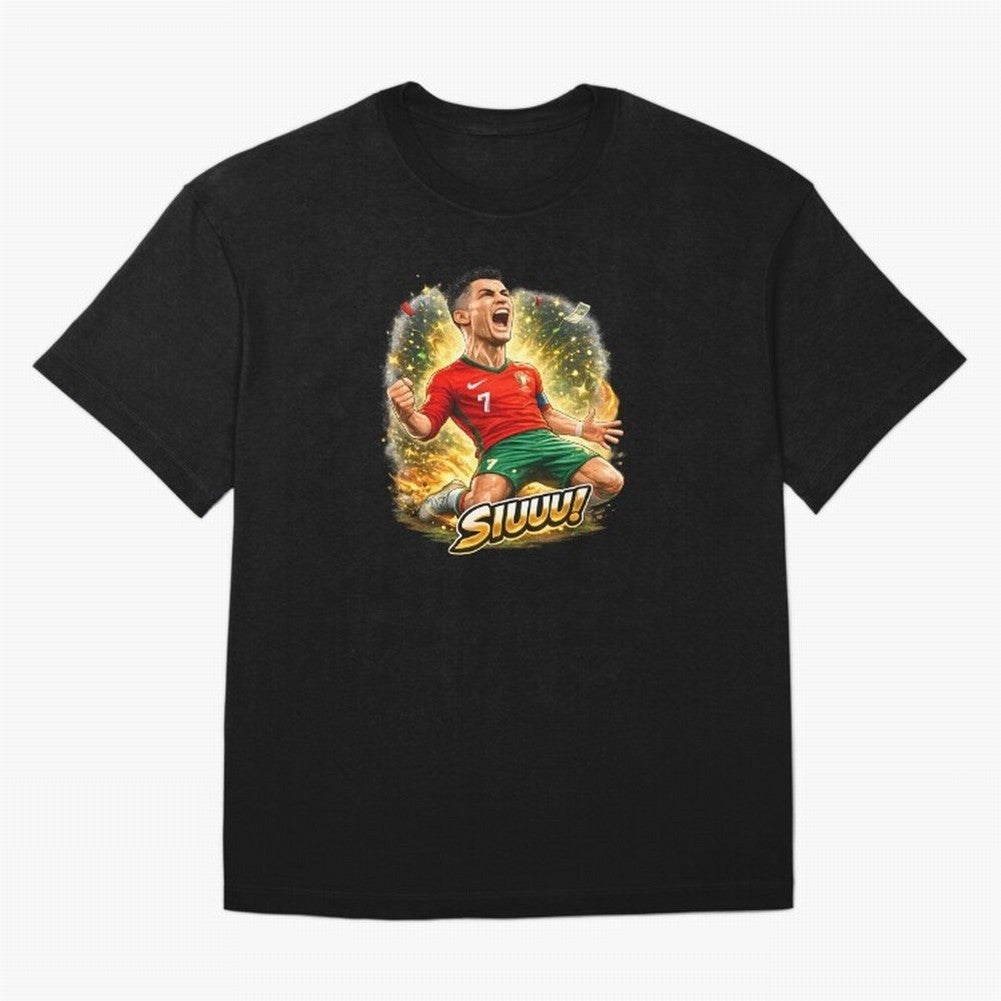 CR7 SIUUU Celebration Cartoon ¨C Legendary Football Goal Celebration Oversized T-Shirt Celebrate Golden Goal Energy in FIFA World Cup 2026 Spirit, Celebrating Netherlands, CR7 and Messi, Football History, Final Match Energy, Crowd Noise and Once in