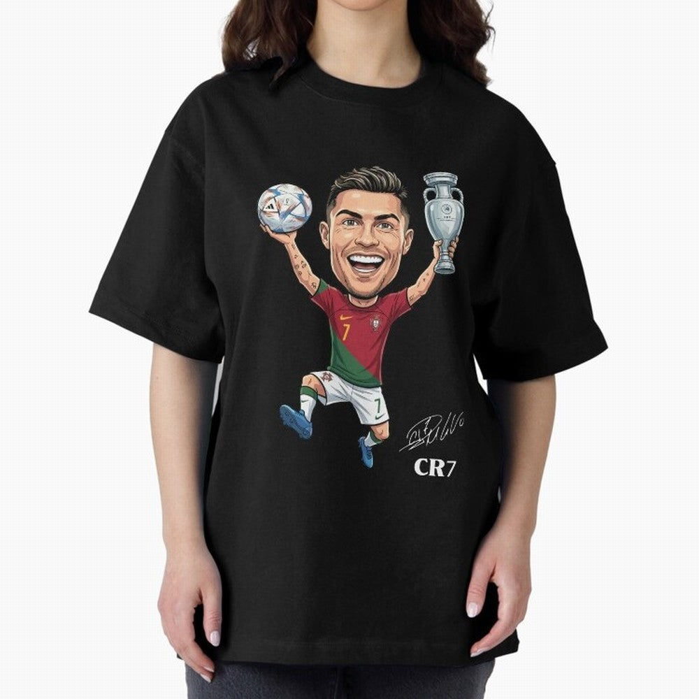 Cristiano Ronaldo Campion Oversized T-Shirt Celebrate the Next Chapter of FIFA World Cup 2026 USA Canada Mexico with Neymar, France and Portugal Energy, Champion Mindset, Group Stage Buzz, Knockout Tension and Passionate Fan Culture; Made for