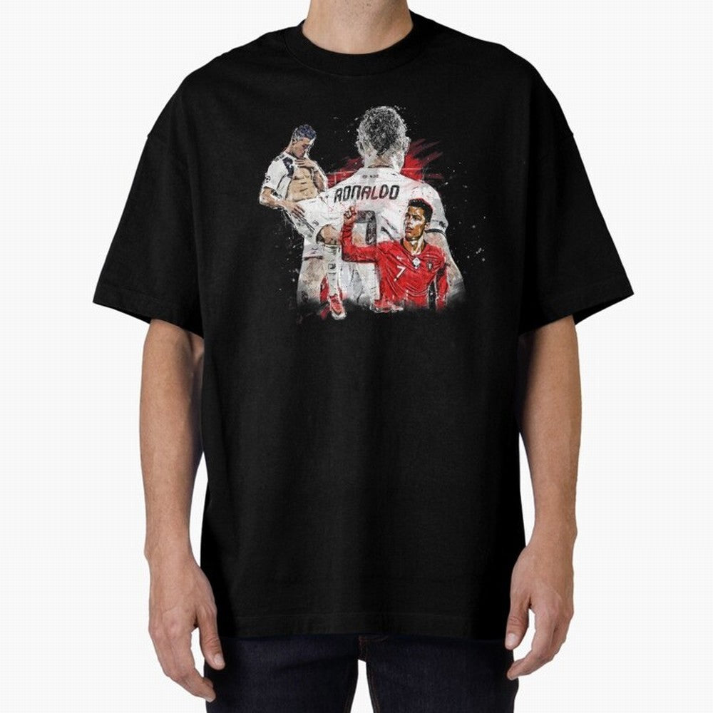 Cristiano Ronaldo Cristiano Ronaldo Oversized T-Shirt Show Your Love for Global Football Passion for FIFA World Cup 2026, Driven by CR7 and Messi, England, Football Festival Excitement, Trophy Ambitions, Country Rivalries and Star Player Buzz;