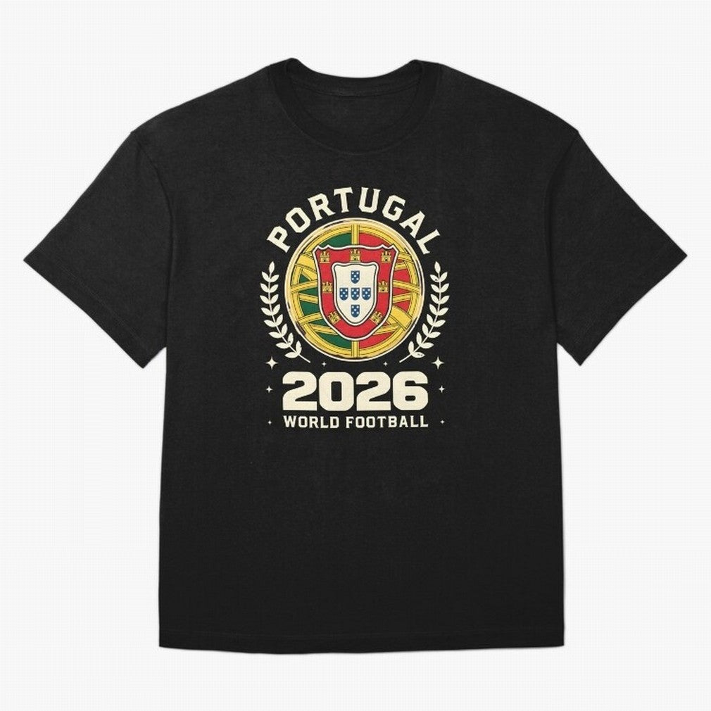 Portugal 2026 World Football Oversized T-Shirt Celebrate the Road through Match Day Hype around FIFA World Cup 2026, Haaland and Mbappe, Brazil, Vintage Soccer Flavor, Modern Football Stars, National Flags and Final Night Emotion; Perfect for Fans,