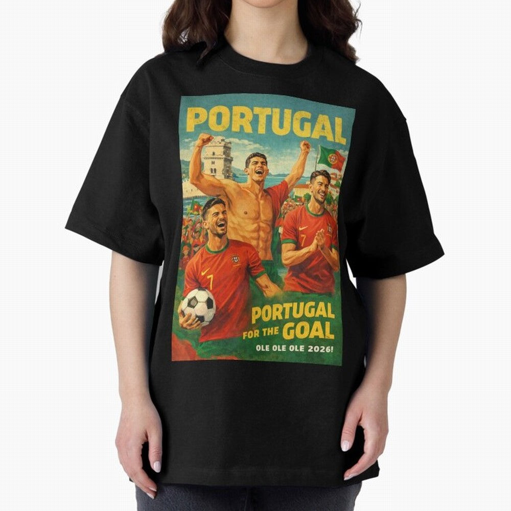 Portugal Lisbon Bel¨¦m Tower Cristiano Ronaldo FIFA World Cup Football Celebration Oversized T-Shirt Make Your Look Match Match Day Hype around FIFA World Cup 2026 USA Canada Mexico, CR7 and Messi, England and Germany, Stadium Chants, National