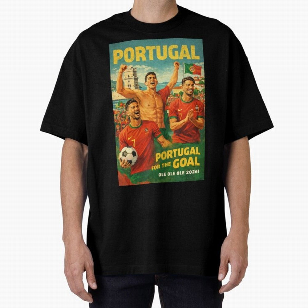 Portugal Lisbon Bel¨¦m Tower Cristiano Ronaldo FIFA World Cup Football Celebration Oversized T-Shirt Make Your Look Match Match Day Hype around FIFA World Cup 2026 USA Canada Mexico, CR7 and Messi, England and Germany, Stadium Chants, National