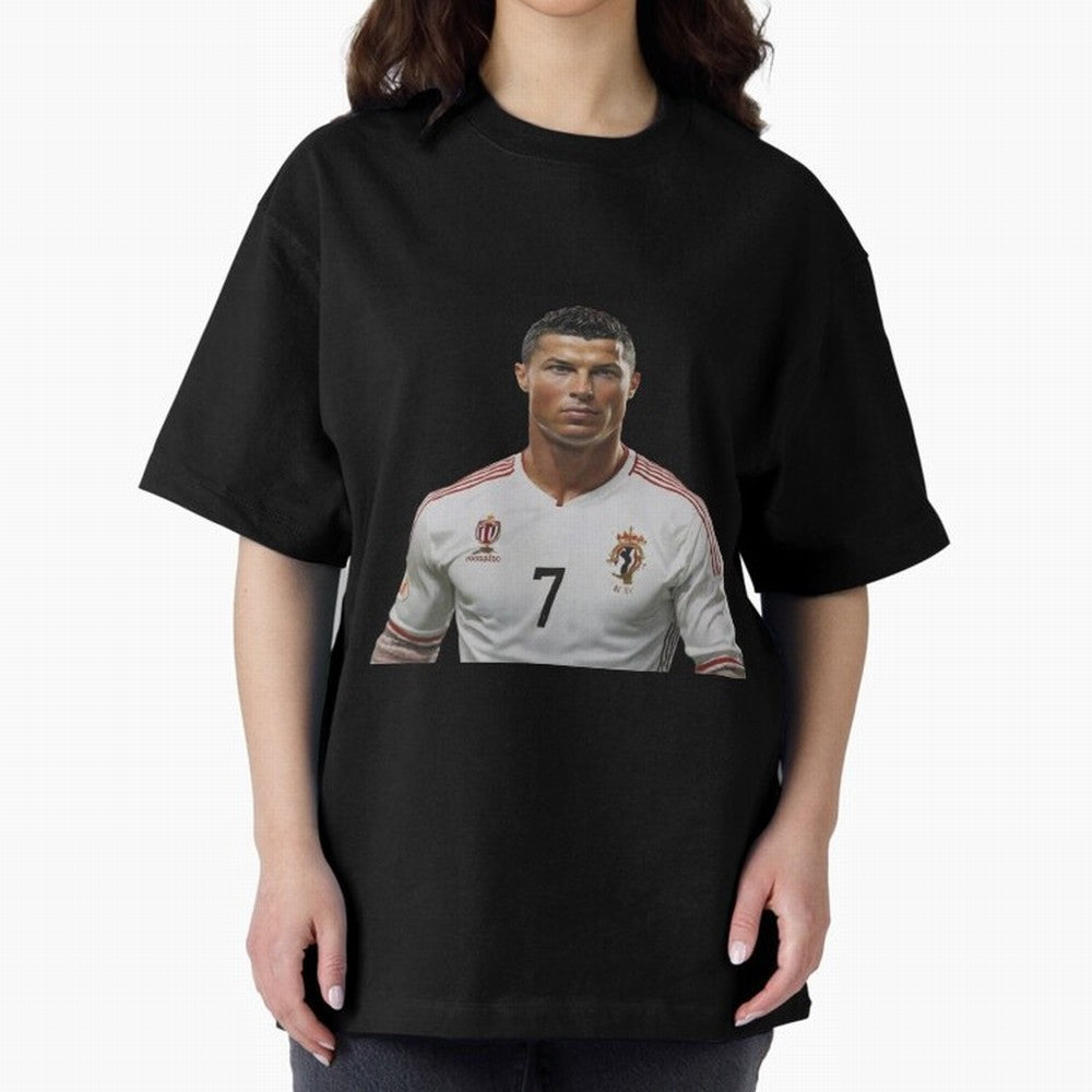 Sticker Ronaldo 2024 Oversized T-Shirt Join the Countdown to Global Football Passion for FIFA World Cup 2026 USA Canada Mexico, Highlighting Cristiano Ronaldo, Haaland and CR7, England and Germany, Worldwide Fan Energy, Dramatic Goals, Stadium