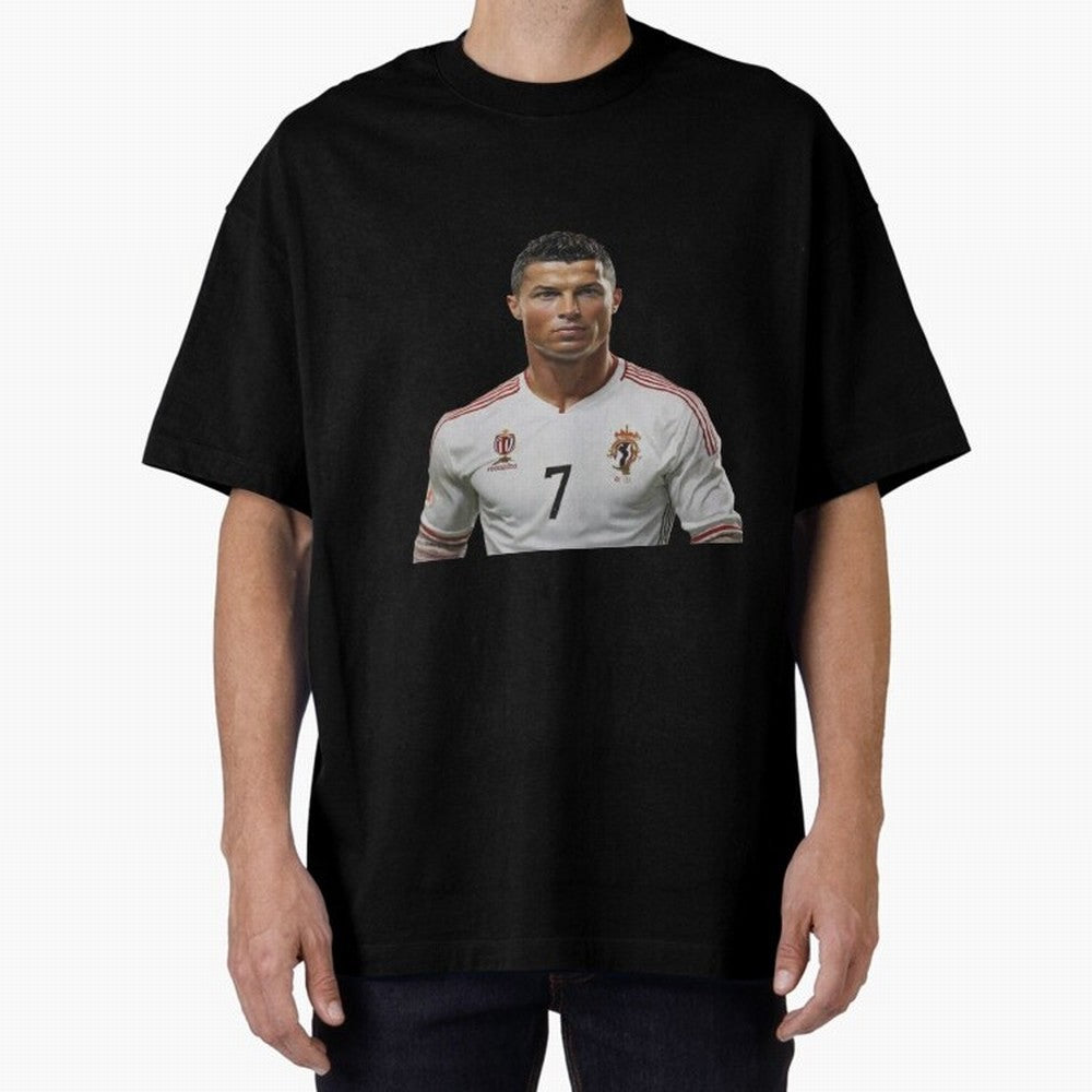 Sticker Ronaldo 2024 Oversized T-Shirt Join the Countdown to Global Football Passion for FIFA World Cup 2026 USA Canada Mexico, Highlighting Cristiano Ronaldo, Haaland and CR7, England and Germany, Worldwide Fan Energy, Dramatic Goals, Stadium