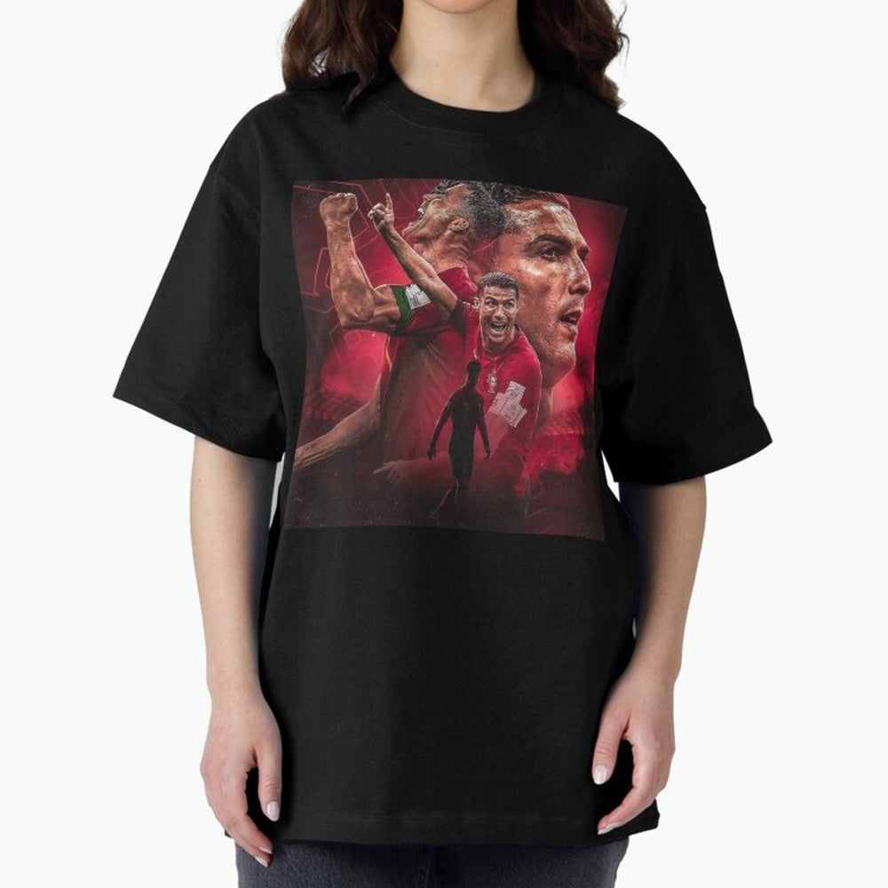 Cristiano Ronaldo - CR 7 Celebration Oversized T-Shirt Turn Up for the FIFA World Cup 2026 Journey through CR7 and Messi Highlights, Portugal Pride, Classic Soccer Heritage, Championship Pressure, Fan Loyalty and International Pride; Great for
