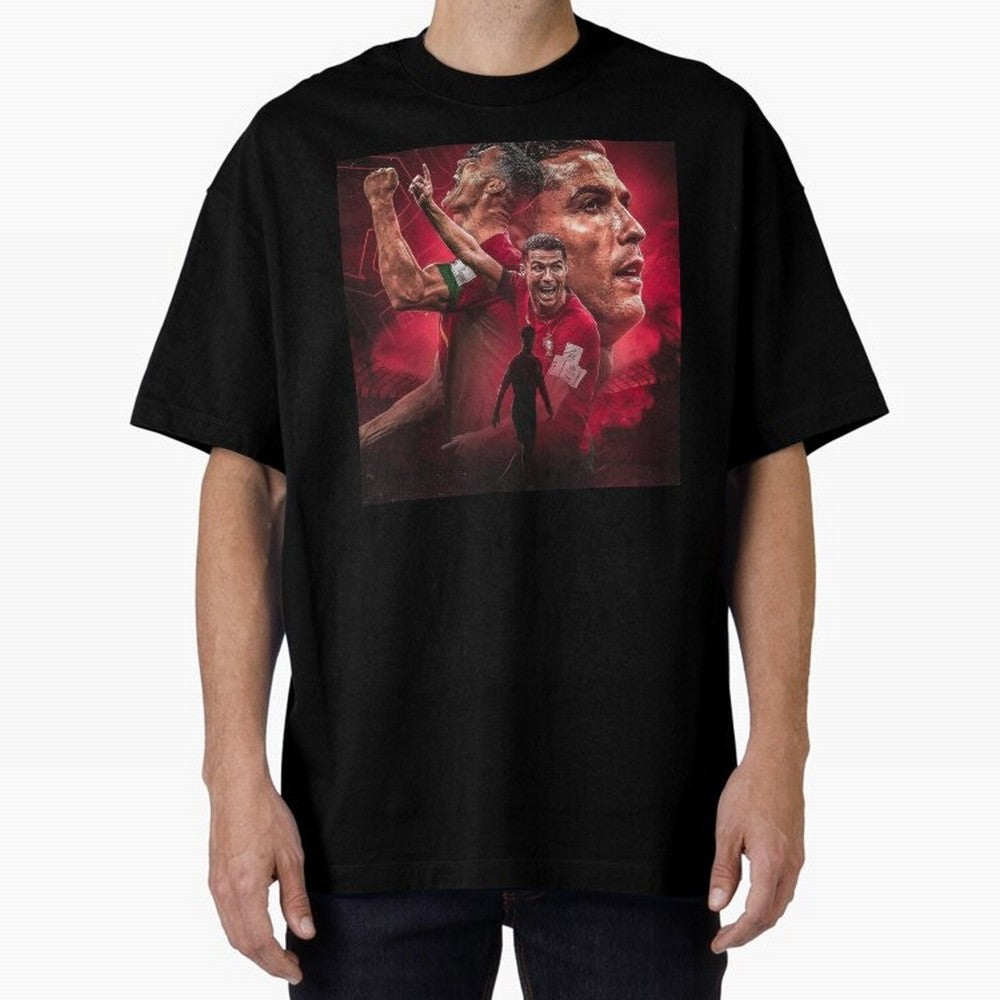 Cristiano Ronaldo - CR 7 Celebration Oversized T-Shirt Turn Up for the FIFA World Cup 2026 Journey through CR7 and Messi Highlights, Portugal Pride, Classic Soccer Heritage, Championship Pressure, Fan Loyalty and International Pride; Great for