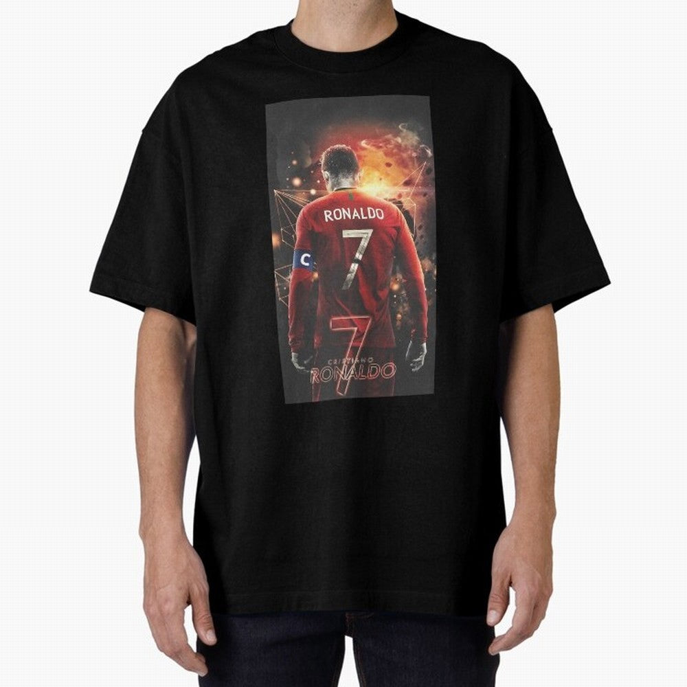 At Back Oversized T-Shirt Wear the Spirit of the FIFA World Cup 2026 USA Canada Mexico Journey through Cristiano Ronaldo, Haaland and CR7 Highlights, Portugal Pride, Match Day Excitement, Supporter Culture, Golden Goals and Global Football Passion;