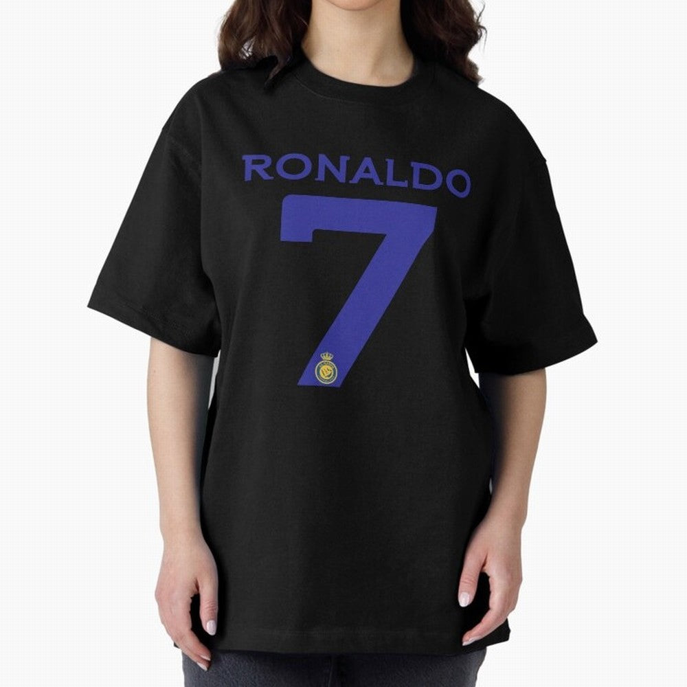 Ronaldo 7 Al-Nassr Football Club - Oversized T-Shirt Celebrate the Stars of FIFA World Cup 2026 USA Canada Mexico Spirit, with Argentina and Brazil, Messi, CR7 and Mbappe, Sports Nostalgia, International Competition, Famous Players and