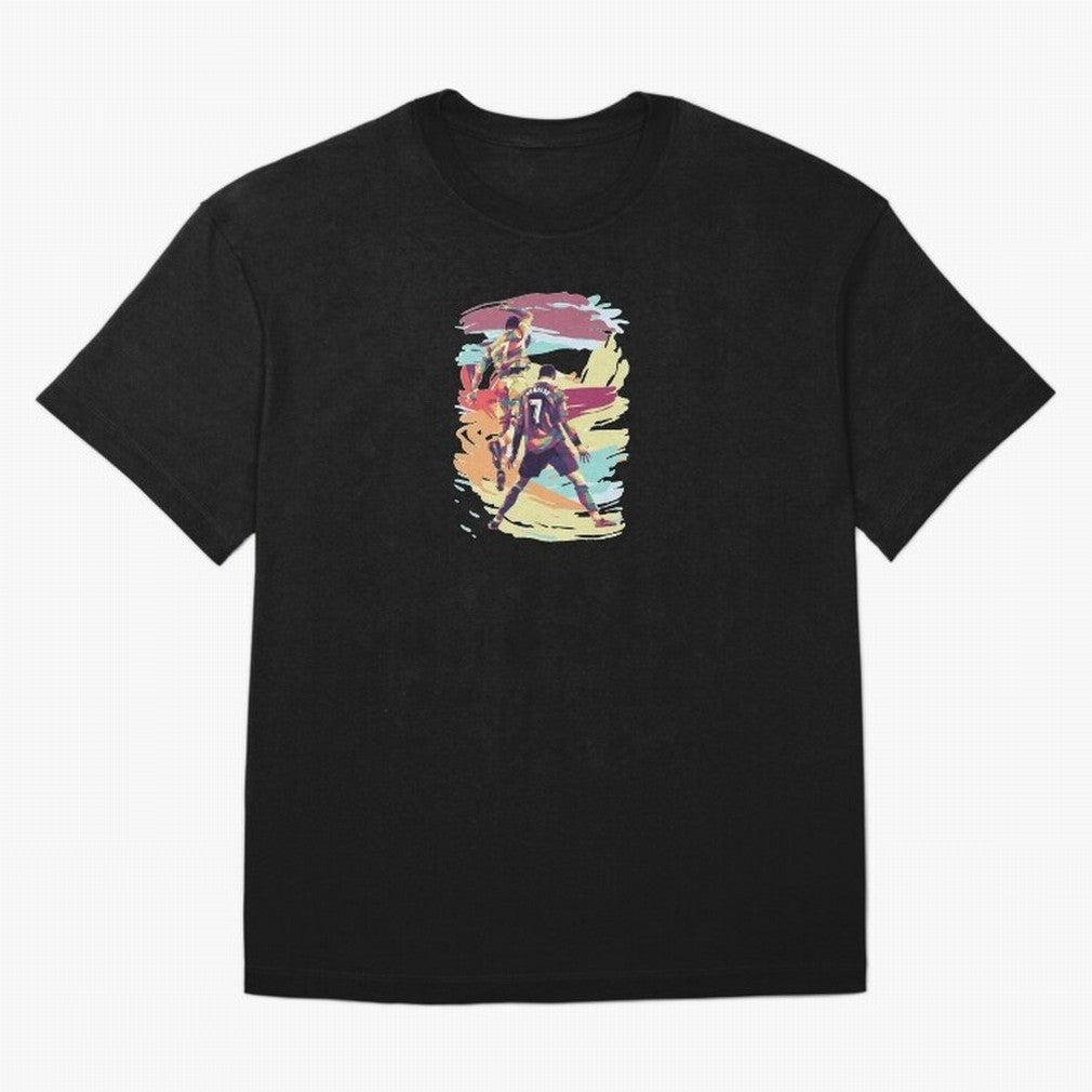 Illustration Cristiano Ronaldo CR7 Oversized T-Shirt Mark the FIFA World Cup 2026 USA Canada Mexico Journey through Messi, Neymar and Mbappe Highlights, Brazil Pride, Stadium Memories, Football Loyalty, International Chants and Championship