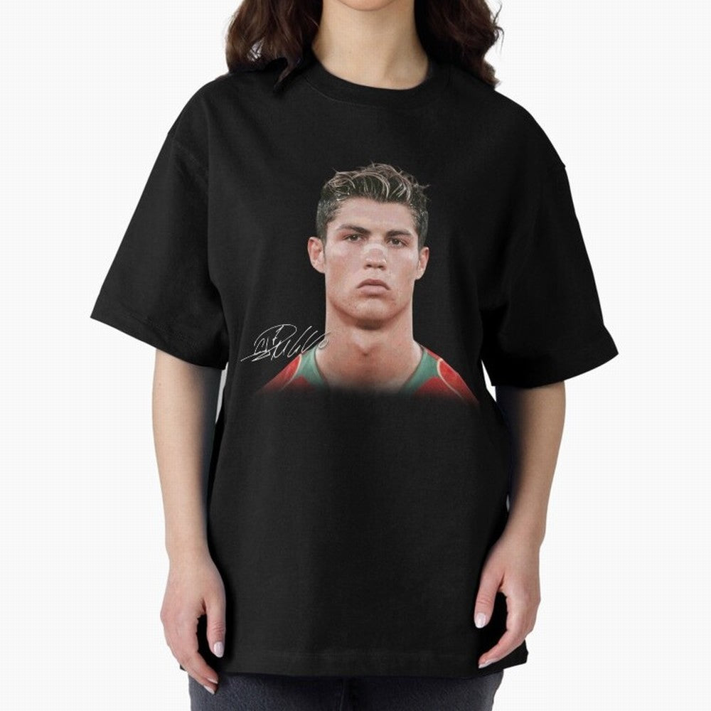 Cristiano Ronaldo T-Shirt Big Face Young Ronaldo Graphic Tee Oversized T-Shirt Relive Legendary Nights from the FIFA World Cup 2026 USA Canada Mexico Journey through Messi and Cristiano Ronaldo Highlights, England Pride, Game Day Rituals, Football