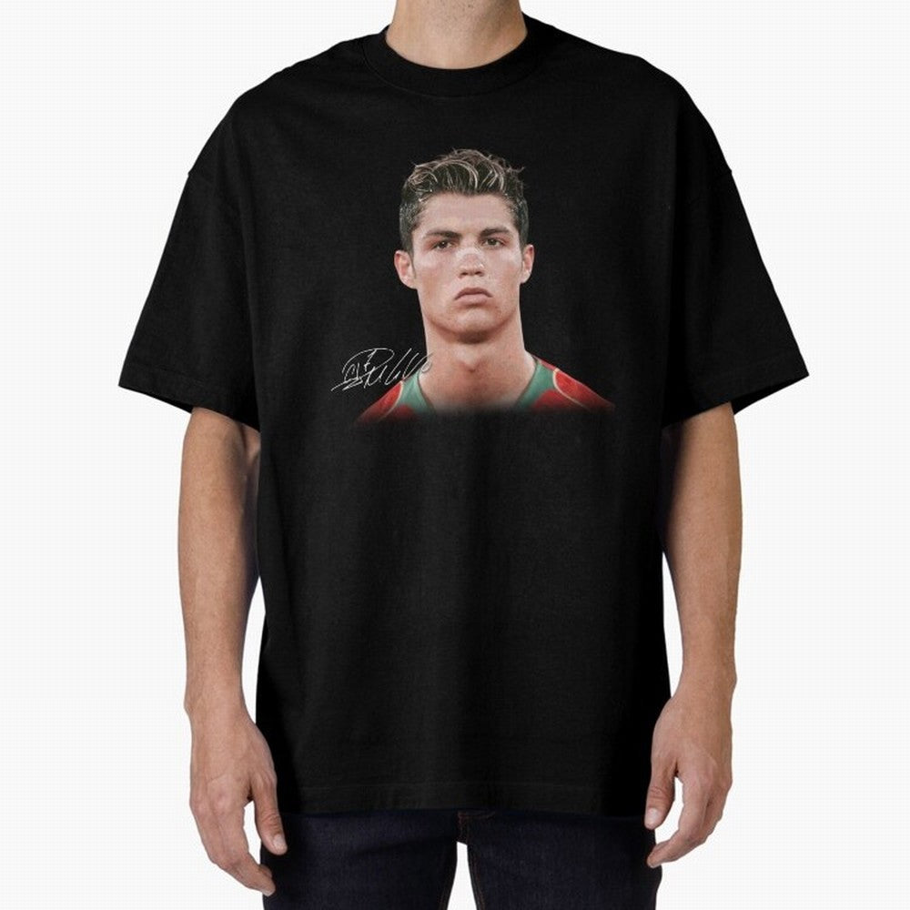 Cristiano Ronaldo T-Shirt Big Face Young Ronaldo Graphic Tee Oversized T-Shirt Relive Legendary Nights from the FIFA World Cup 2026 USA Canada Mexico Journey through Messi and Cristiano Ronaldo Highlights, England Pride, Game Day Rituals, Football