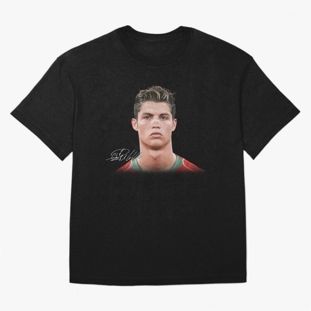 Cristiano Ronaldo T-Shirt Big Face Young Ronaldo Graphic Tee Oversized T-Shirt Relive Legendary Nights from the FIFA World Cup 2026 USA Canada Mexico Journey through Messi and Cristiano Ronaldo Highlights, England Pride, Game Day Rituals, Football
