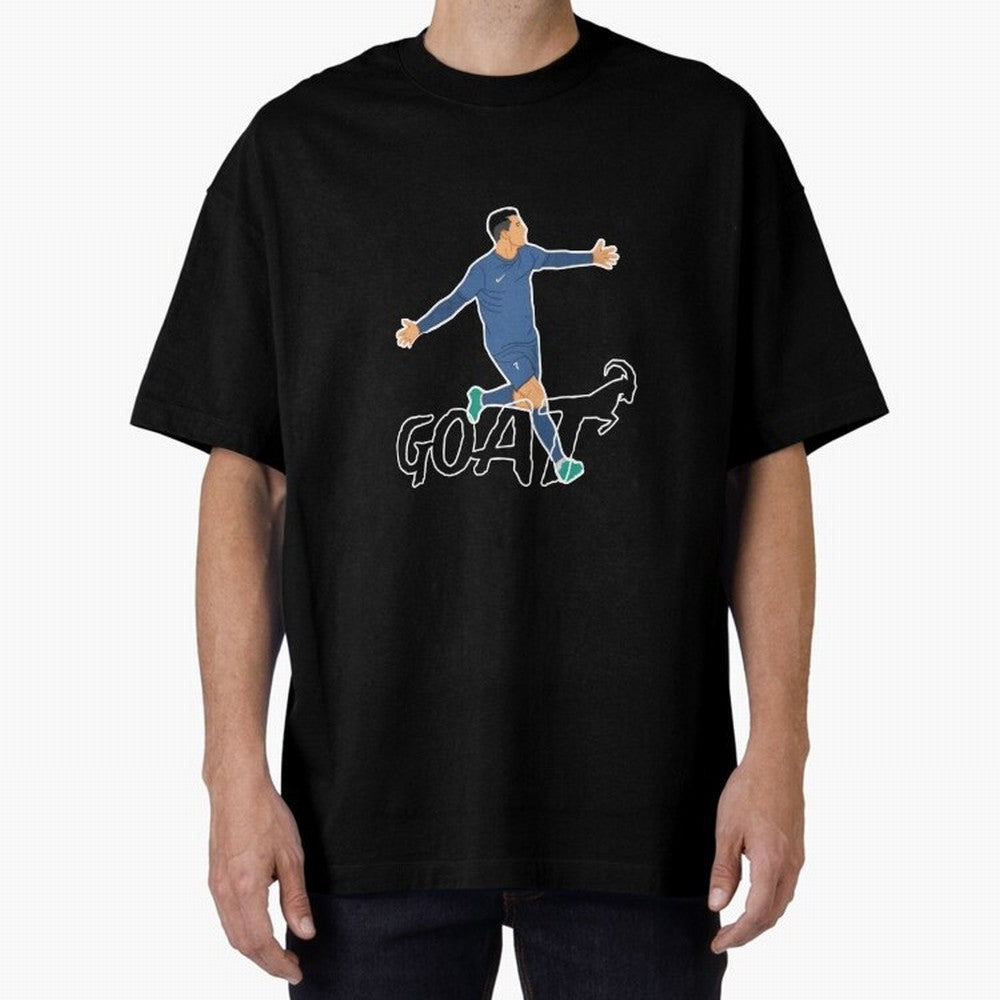 Cristiano Ronaldo - GOAT Oversized T-Shirt Celebrate National Team Dreams in Global Football Passion for FIFA World Cup 2026, Connected to Messi, Neymar and Mbappe, Portugal, Spain and Germany, Football Passion, Legendary Performances, Festival