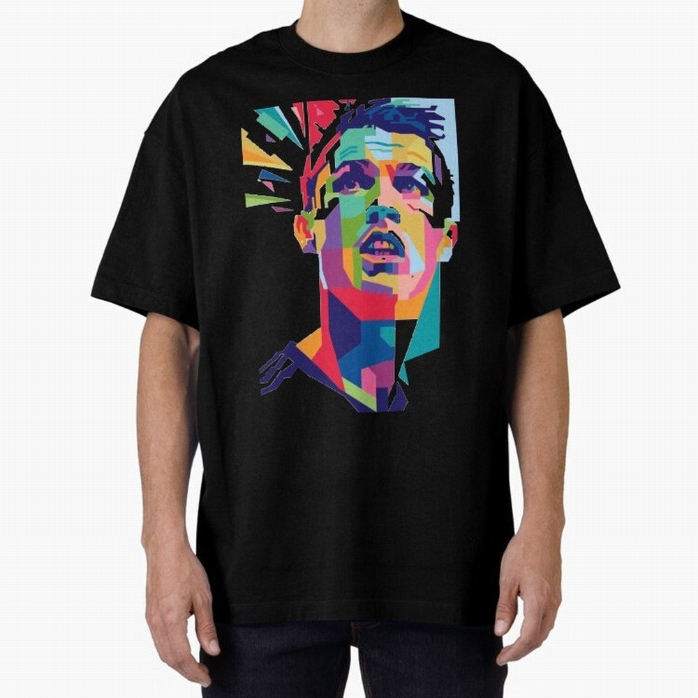 CR7 Sketch Oversized T-Shirt Keep the Match Day Mood of Global Football Passion for FIFA World Cup 2026 USA Canada Mexico, Capturing Messi, Neymar and Mbappe, France and Portugal, Championship Spirit, Famous Goals, Roaring Crowds and International