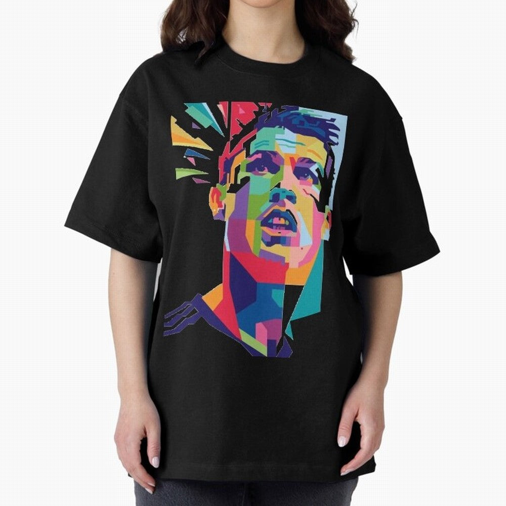 CR7 Sketch Oversized T-Shirt Keep the Match Day Mood of Global Football Passion for FIFA World Cup 2026 USA Canada Mexico, Capturing Messi, Neymar and Mbappe, France and Portugal, Championship Spirit, Famous Goals, Roaring Crowds and International