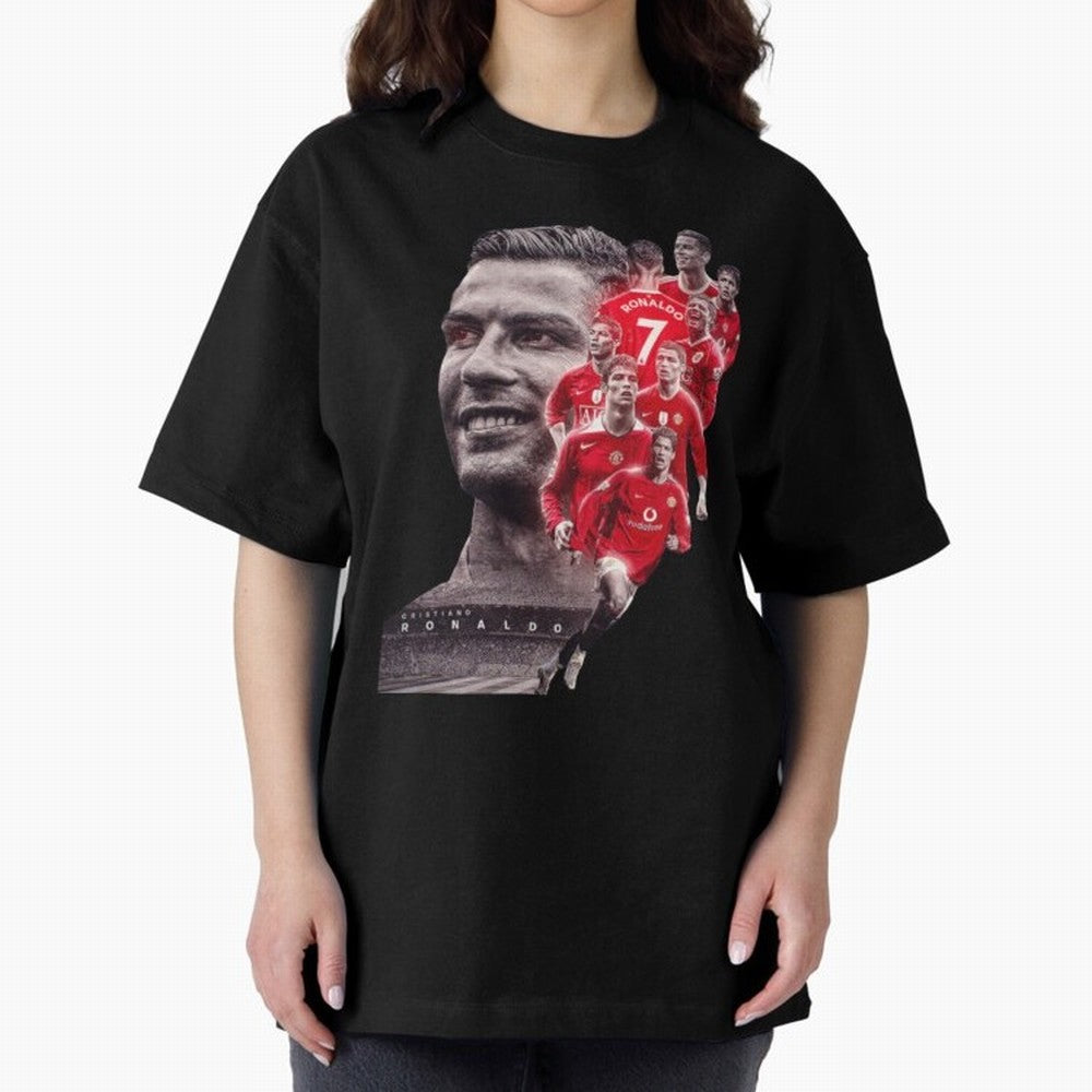 ronaldo Oversized T-Shirt Upgrade FIFA World Cup 2026 Spirit, Capturing France and Portugal, Messi, Sports Nostalgia, International Competition, Famous Players and Unforgettable Victories; Perfect for People Who Love Argentina, Brazil, France,