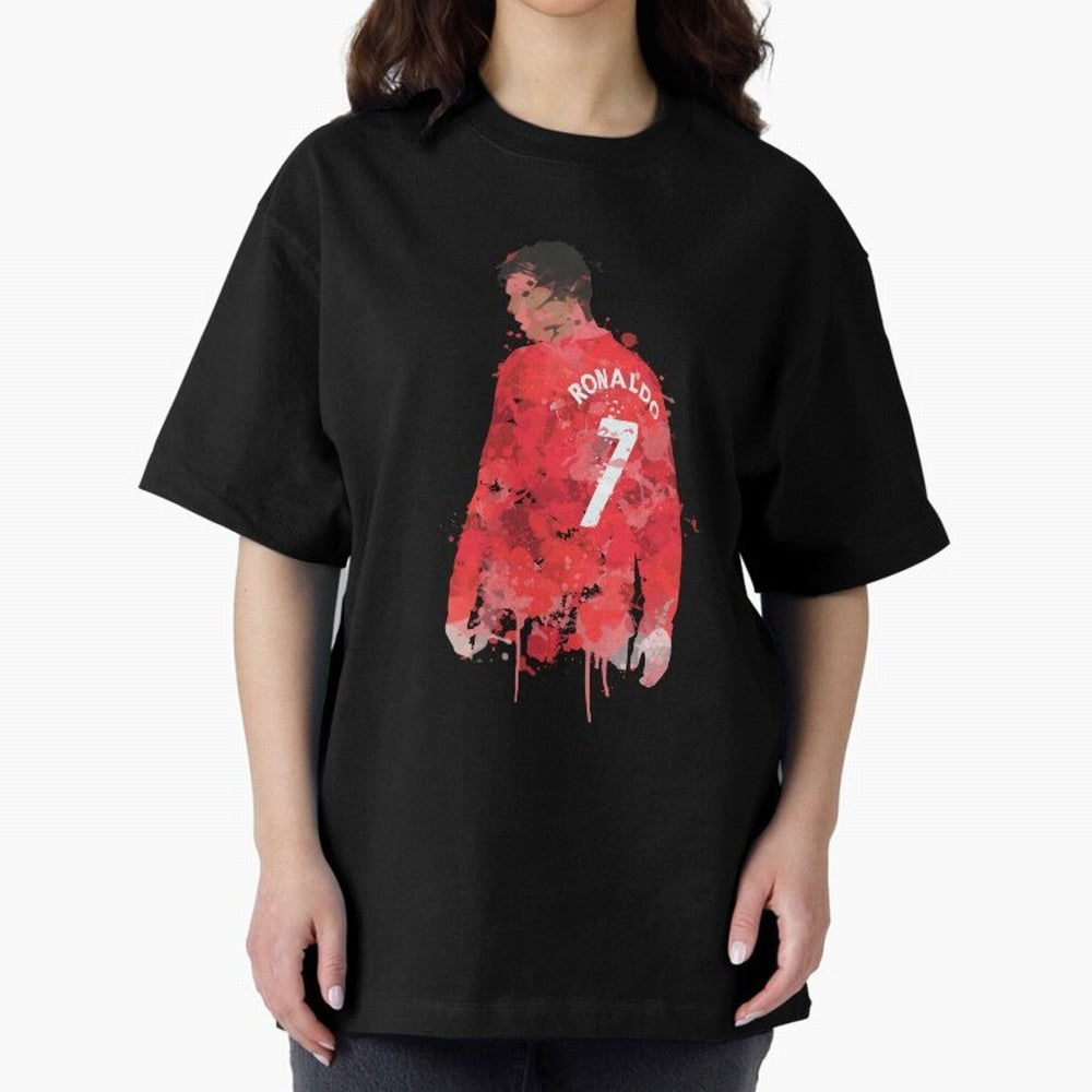 Cristiano Ronaldo - Manchester United Legend Art Oversized T-Shirt Bring Retro Soccer Energy to the FIFA World Cup 2026 Journey through Messi, Neymar and Mbappe Highlights, Argentina and Brazil Pride, Fan Favorite Moments, National Team Passion,