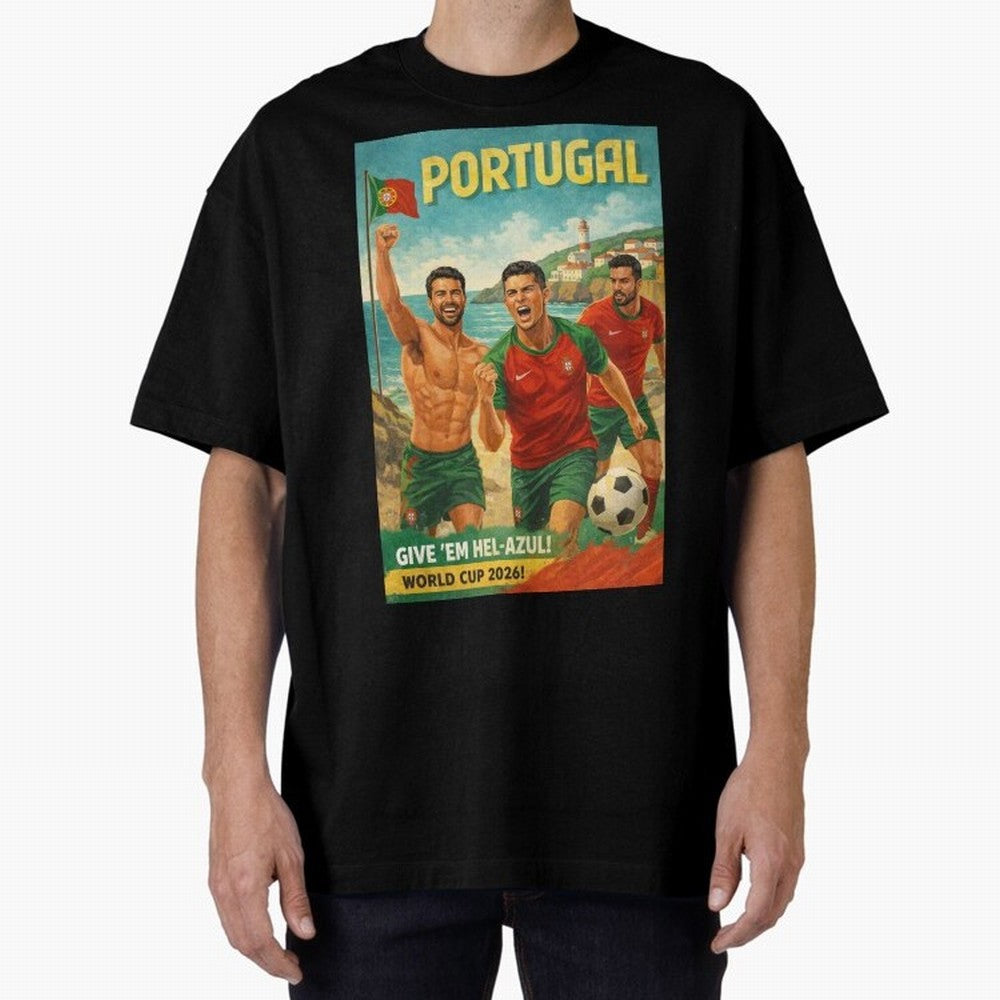 Portugal Hel-Azul Spirit at Cabo da Roca and Bel¨¦m Tower for FIFA World Cup 2026 Oversized T-Shirt Celebrate Fan Favorites in FIFA World Cup 2026 USA Canada Mexico Built around Cristiano Ronaldo, Argentina, France and Brazil Energy, Worldwide Fan