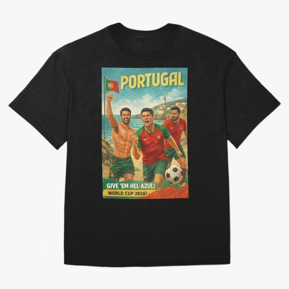 Portugal Hel-Azul Spirit at Cabo da Roca and Bel¨¦m Tower for FIFA World Cup 2026 Oversized T-Shirt Celebrate Fan Favorites in FIFA World Cup 2026 USA Canada Mexico Built around Cristiano Ronaldo, Argentina, France and Brazil Energy, Worldwide Fan