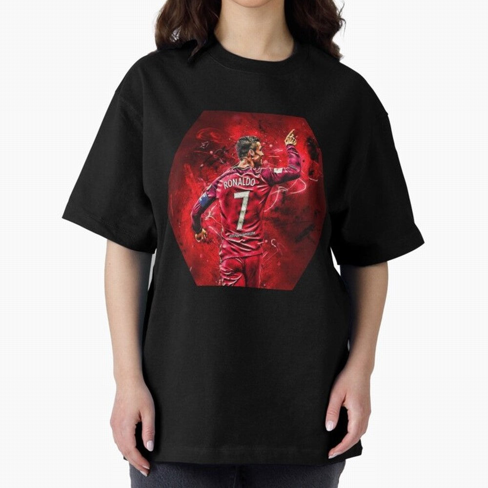 CR7 Art Oversized T-Shirt Celebrate Global Football Passion for FIFA World Cup 2026 USA Canada Mexico, Filled with Messi and Cristiano Ronaldo, England, France and Netherlands, Match Day Excitement, Supporter Culture, Golden Goals and Global
